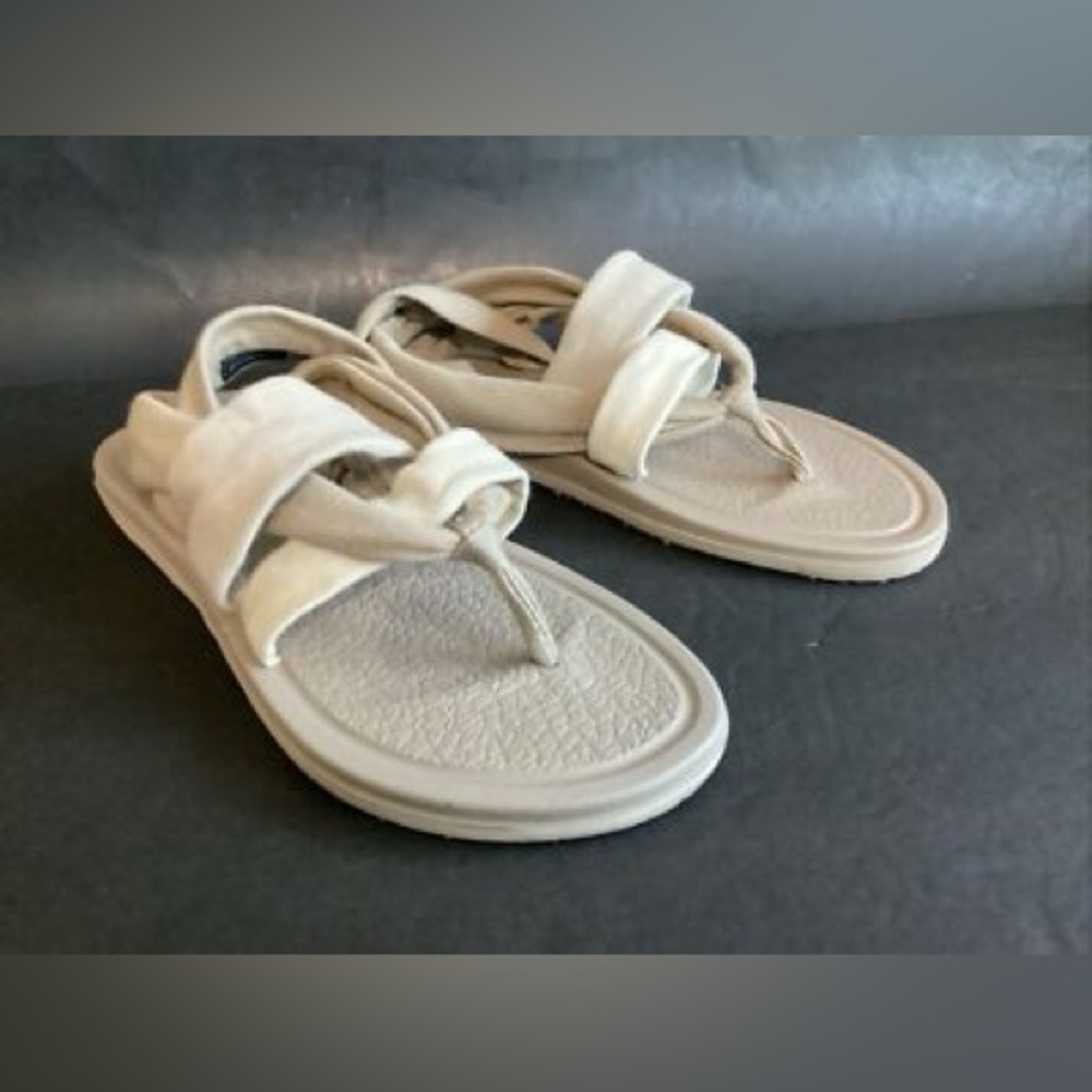 Sanuk Sandals Yoga Sling flip flops Stretchy Sarong Fabric size 10